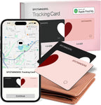 SPOTMINDERS - Paquete de 2 rastreadores de cartera con certificación MFi de Apple, color negro y rosa (solo iOS), paquete de viaje para parejas, 0.07 pulgadas, funciona con Apple Find My recargable, buscador de artículos delgado para equipaje, pasaporte