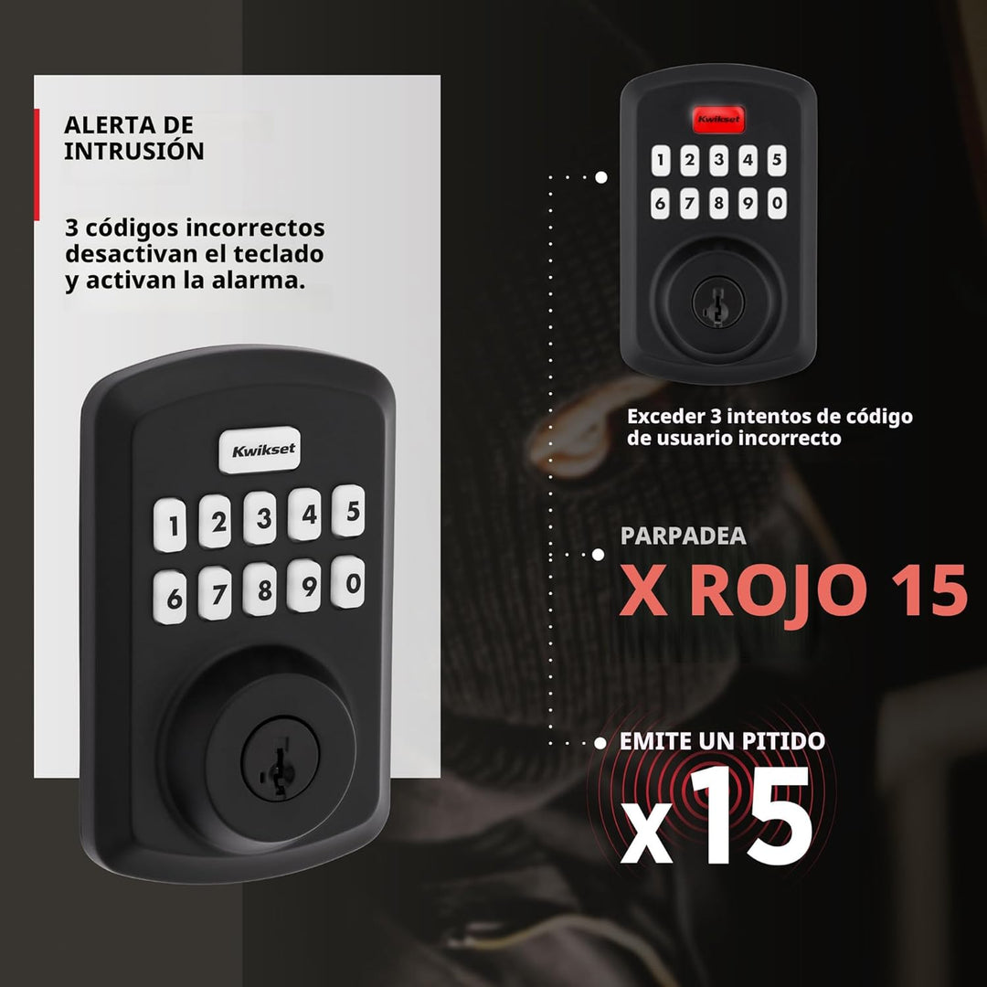 Kwikset Powerbolt 250 - Cerradura electrónica de transición con tec...