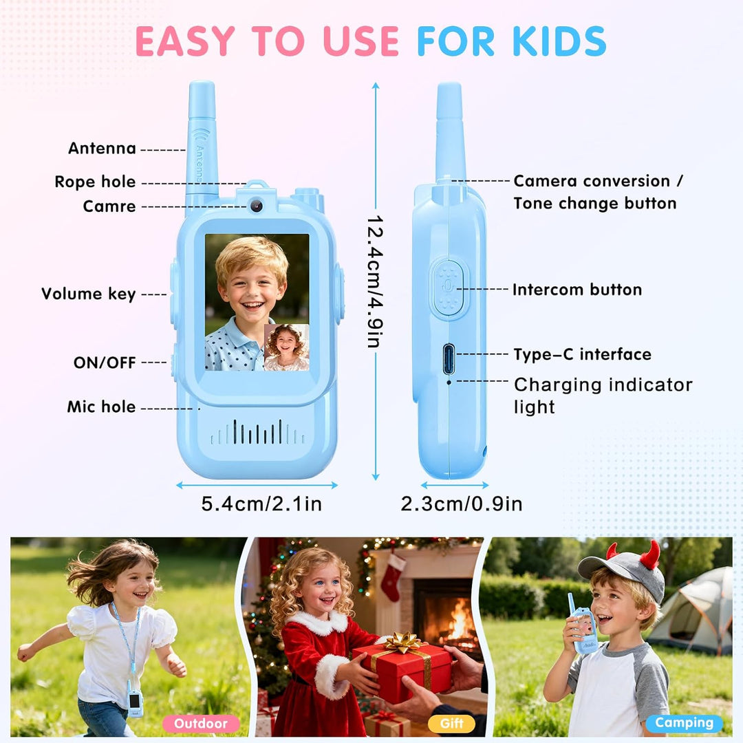 Walkie Talkies de video para niños paquete de 2 walkie