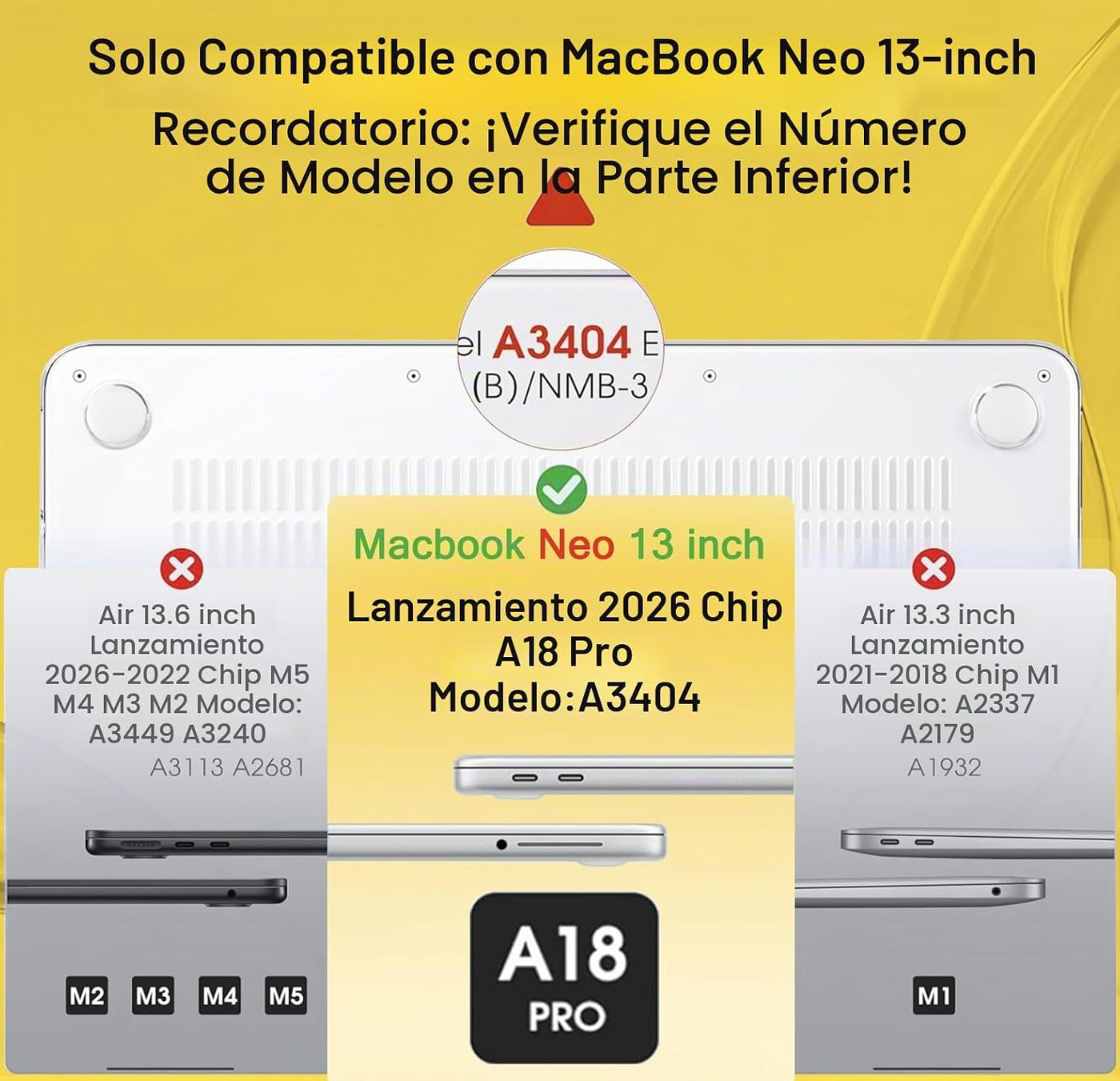 Mektron Funda para MacBook Neo 2026 de 13 pulgadas A18 Pro chip A34...