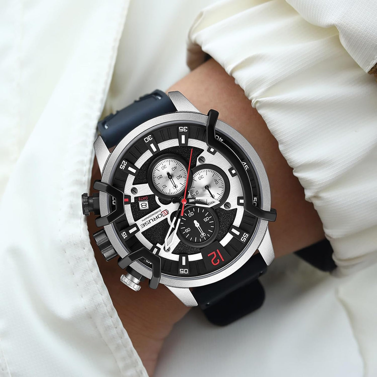 Relojes deportivos para hombre cronógrafo militar con correa de silicona
