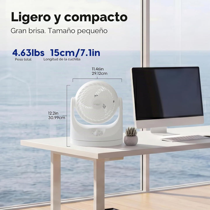 IRIS USA WOOZOO Ventilador de escritorio mediano, oscilante, inclin...