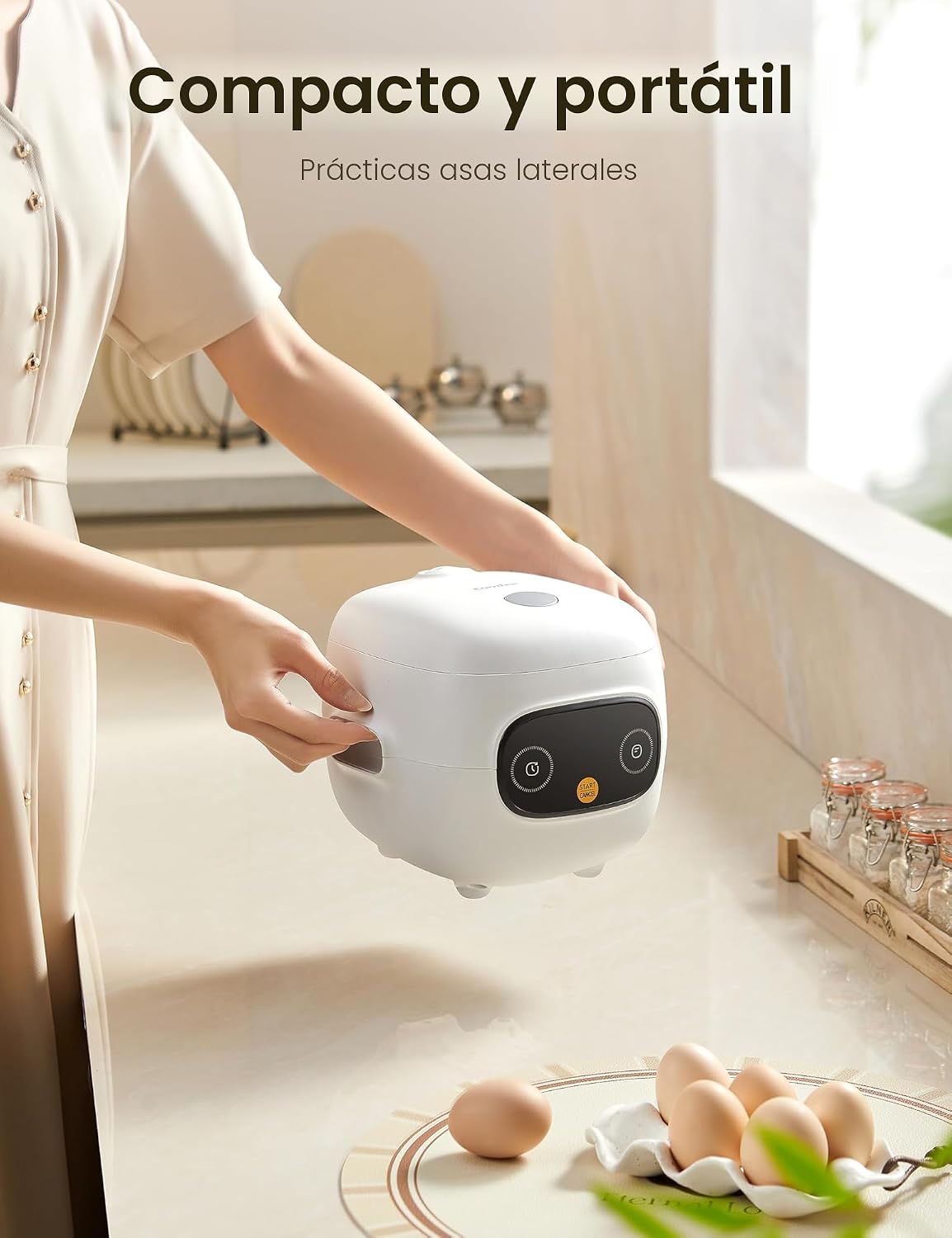 COMFEE' Mini olla arrocera con 6 funciones, 2 tazas de arroz crudo