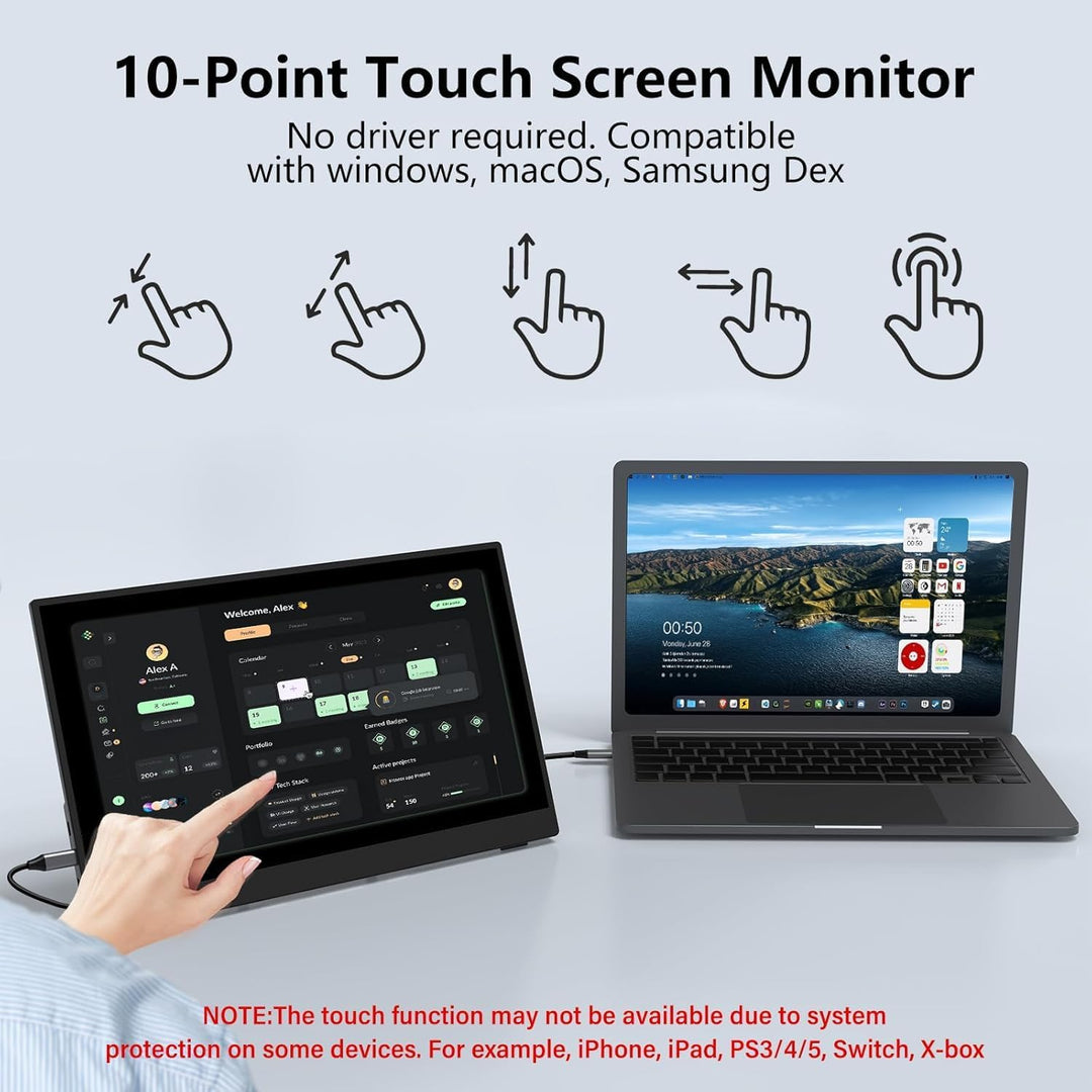 InnoView Monitor Portátil con Pantalla Táctil de 15.6" 1080P de...