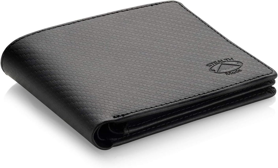 Cartera plegable de piel Stealth Mode para hombre con ventana de id...