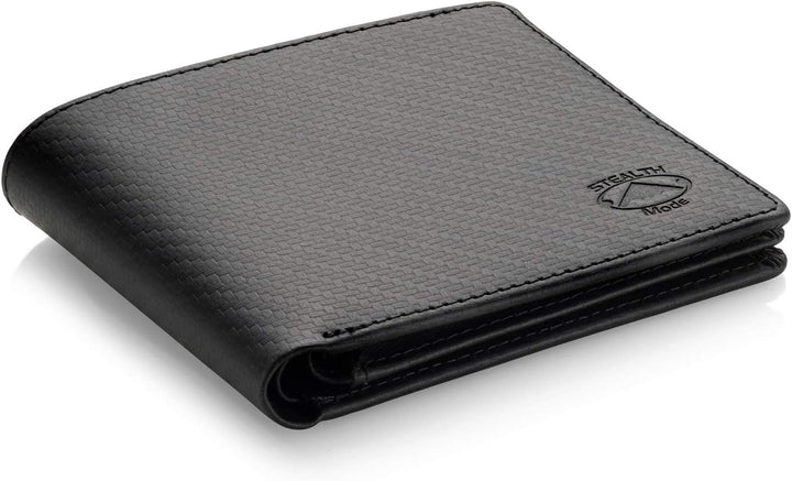 Cartera plegable de piel Stealth Mode para hombre con ventana de id...