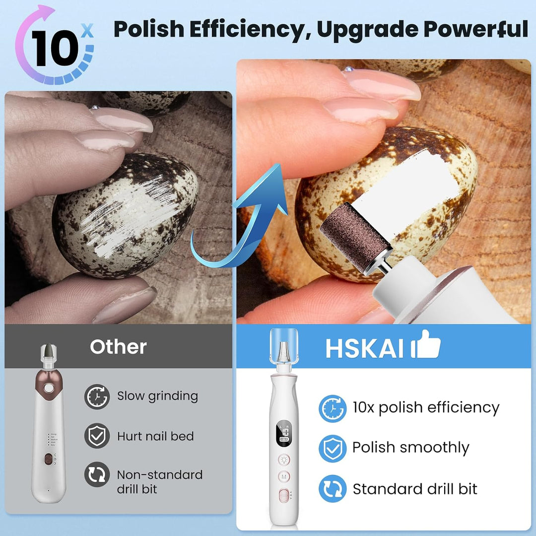 HSKAI Taladro eléctrico de uñas, amoladora de uñas inalámbrica para...