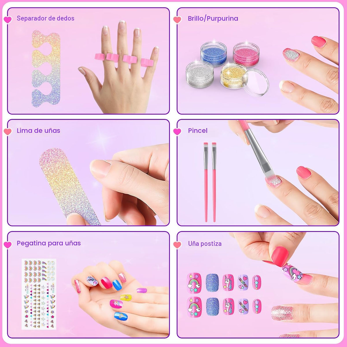 Juego de esmaltes de uñas para niñas, no tóxico, de secado rápido, con secador de uñas y esmalte de uñas despegable, juguetes de regalo ideal para niñas de 6 a 12 años
