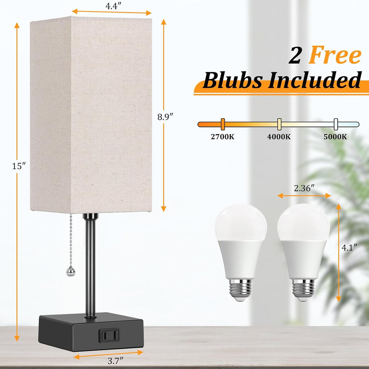 Lámpara Lámpara de mesita de noche de 15 '' para dormitorio Pequeñas lámparas de luz de noche para mesita de noche