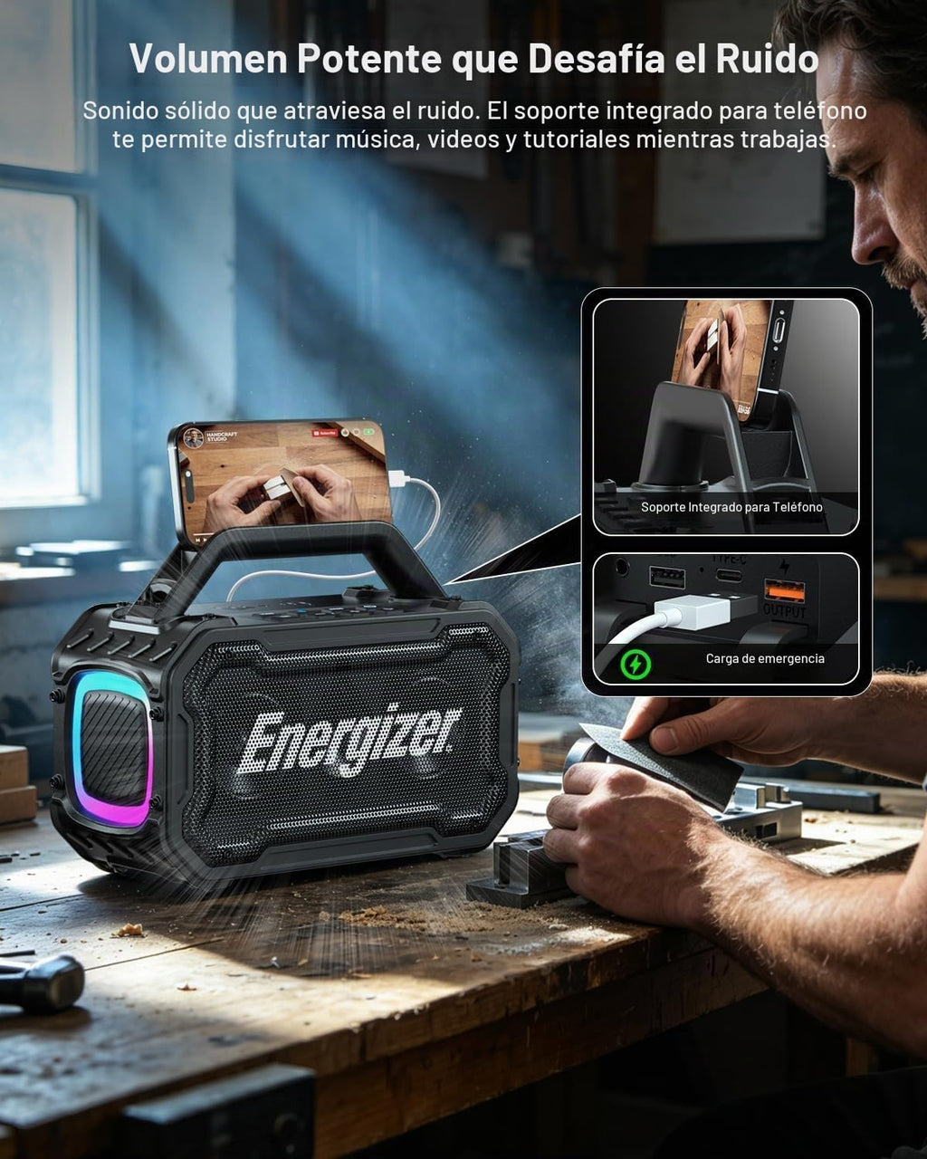 Energizer Altavoces Bluetooth al aire libre, altavoz inalámbrico portátil