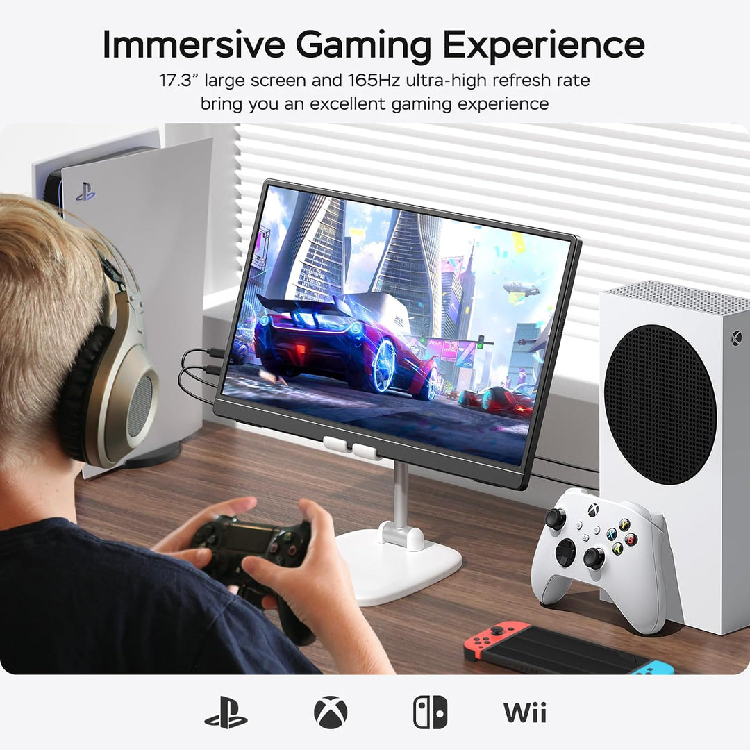 MNN 17.3" QHD 165Hz USB-C HDMI Monitor para juegos | 17.3"...