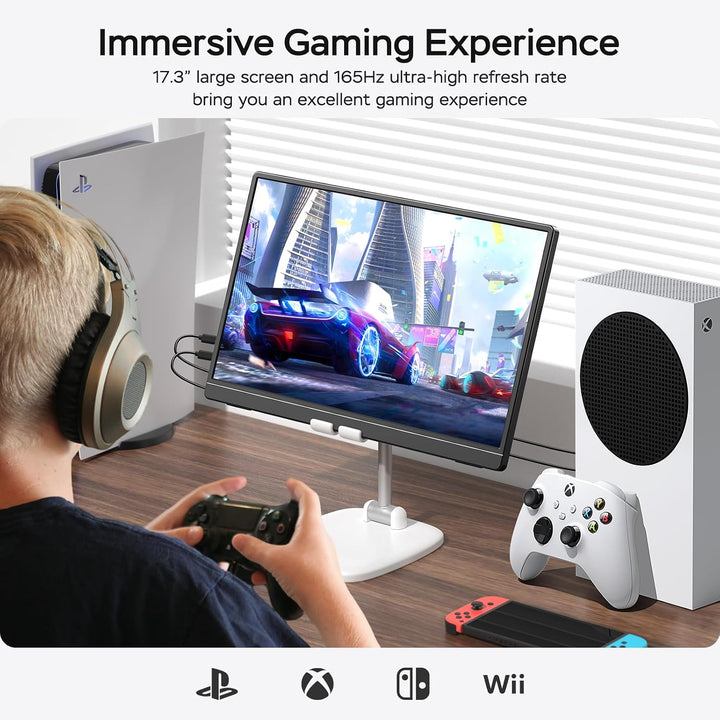 MNN 17.3" QHD 165Hz USB-C HDMI Monitor para juegos | 17.3"...