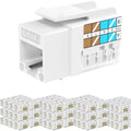 Rapink Soporte de conector Keystone RJ45 Cat6 10G, conectores Keystone UTP 100 unidades para placa de pared y panel de conexiones, Rj45 Keystone 90 grados color blanco para cableado Cat6, Cat5e, Cat5