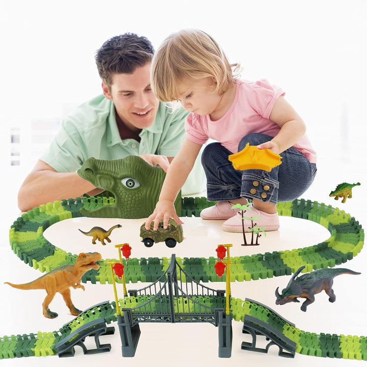 Dinosaur World Race Track Toys - Juego de pista flexible