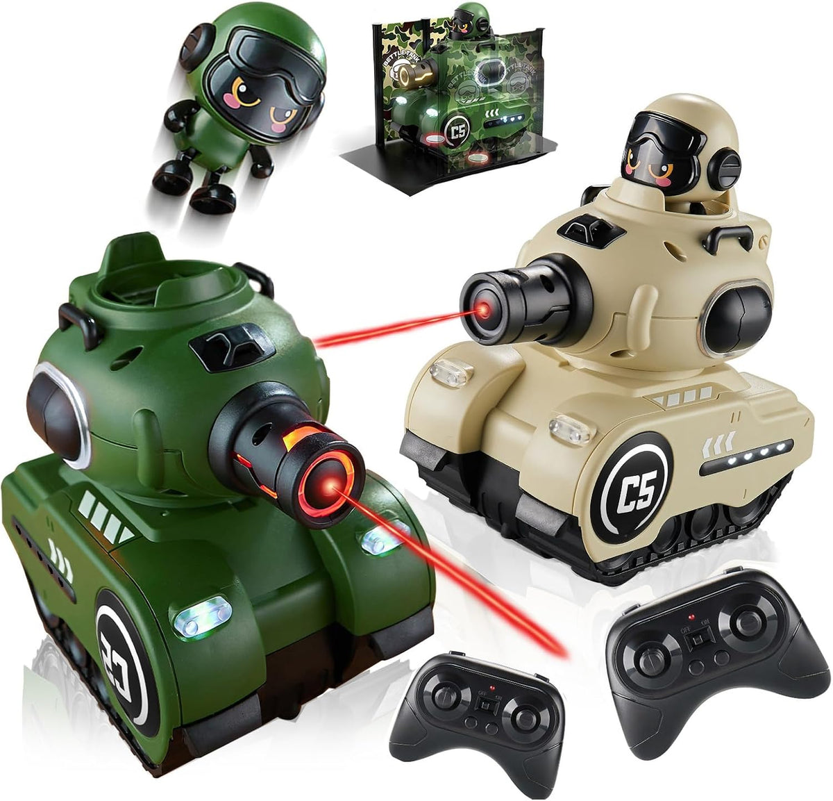 Paquete de 2 tanques infrarrojos control remoto que dispara