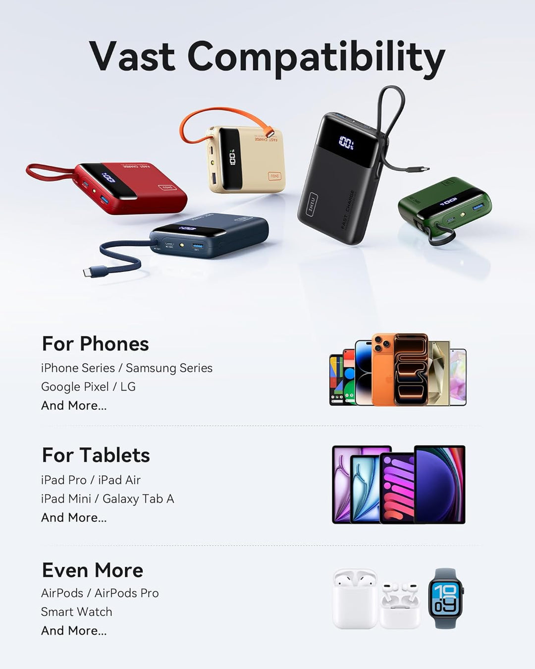 INIU Cargador portátil de 20000 mAh, banco de energía pequeño, bate...