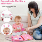 Tabla de actividades de viaje, juguete sensorial de viaje, regalos para niñas y niños, juguetes Montessori para aprender habilidades motoras finas, actividades educativas, libro ocupado para avión (rosa)