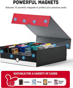 ZLCA Caja de almacenamiento de tarjetas con capacidad para más de 3200 unidades, funda de almacenamiento con 4 tapones, organizador de tarjetas para TCG MTG PTCG (rojo y blanco)