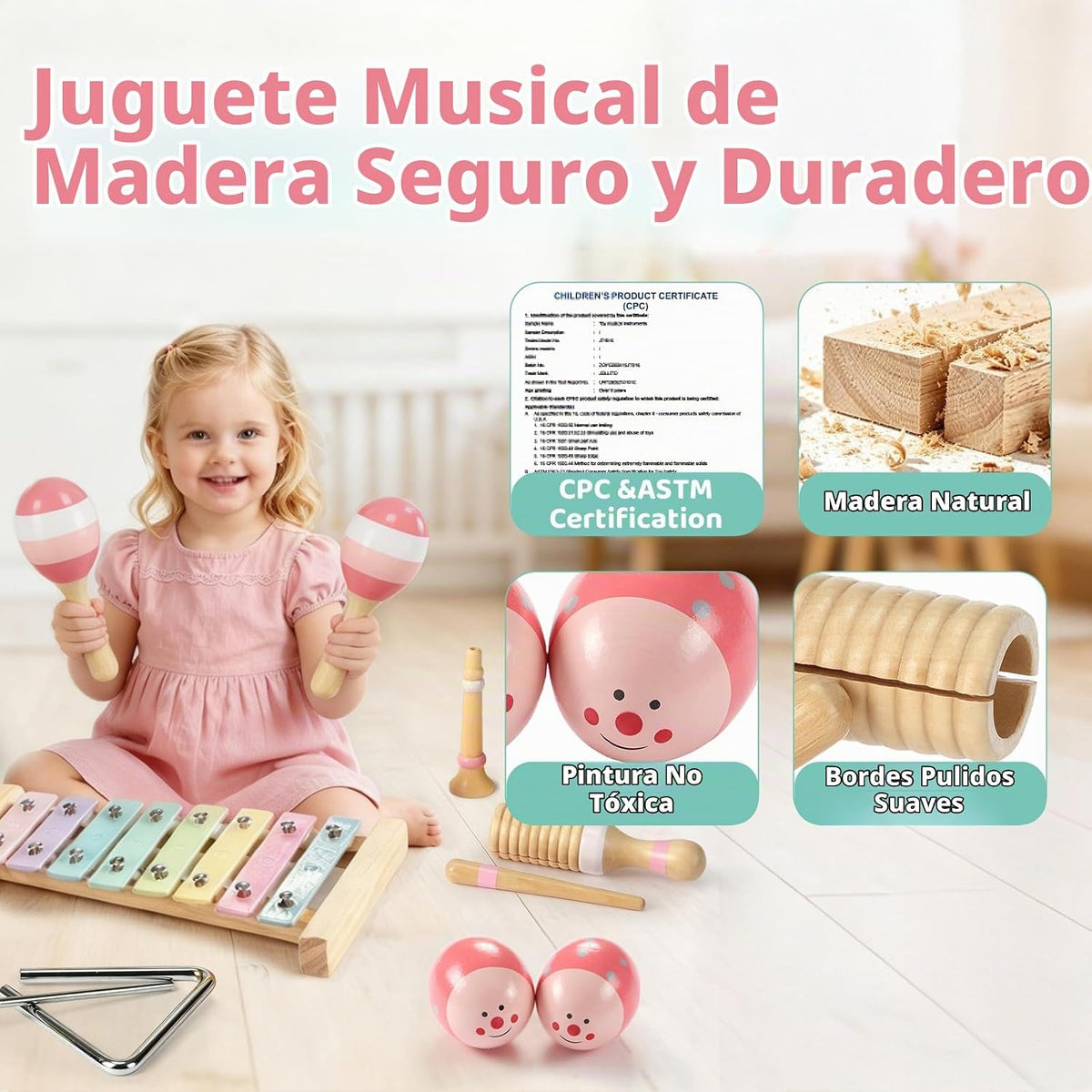 Juego de instrumentos musicales para niños de 9 piezas, juguetes de