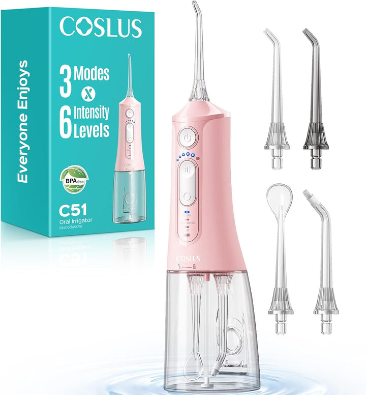 COSLUS Flosser de agua portátil C51 aceptado por la ADA: 3 modos y...