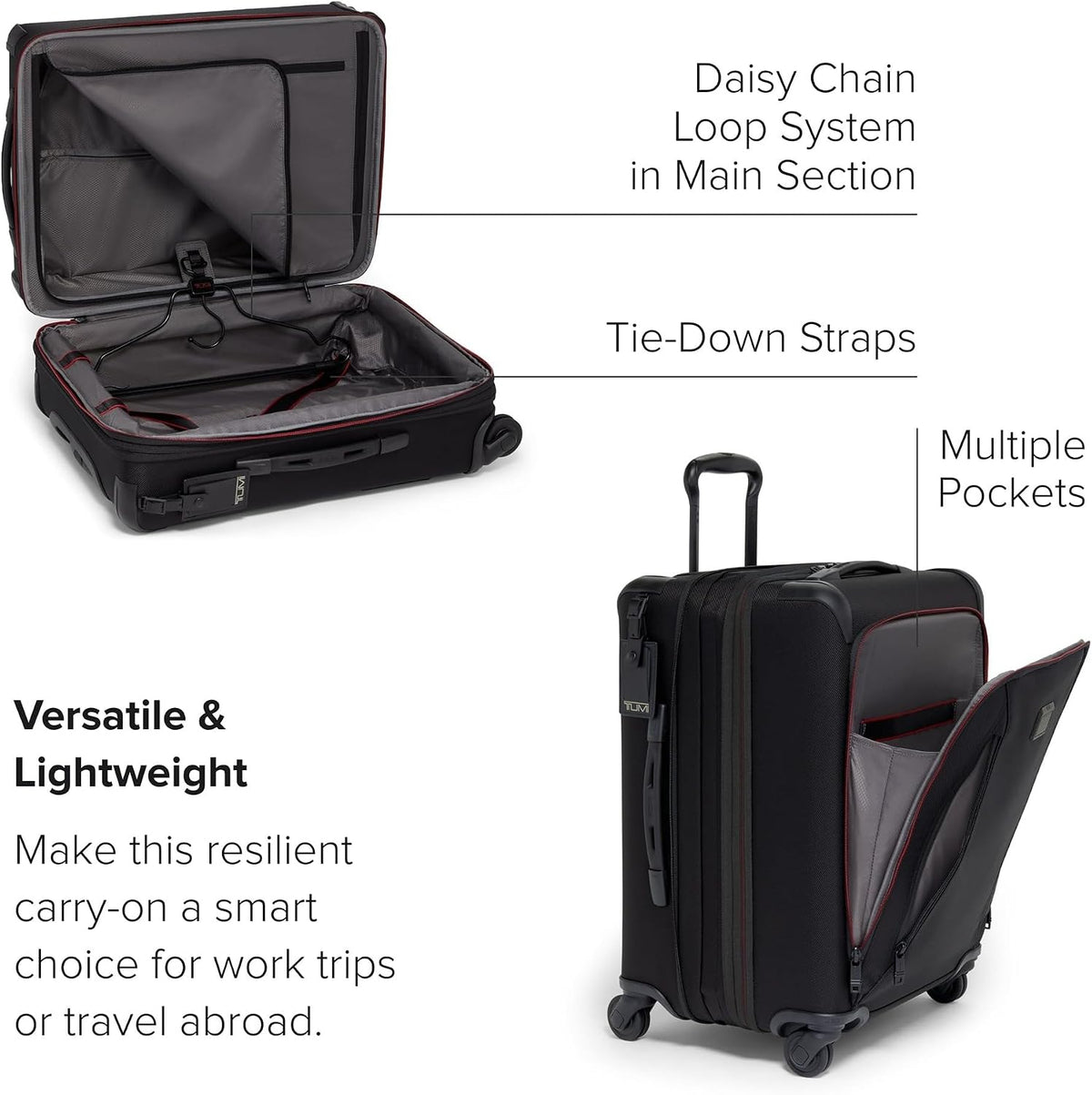 TUMI Aerotour - Maleta de mano grande expandible con 4 ruedas, 21.75 pulgadas, color negro