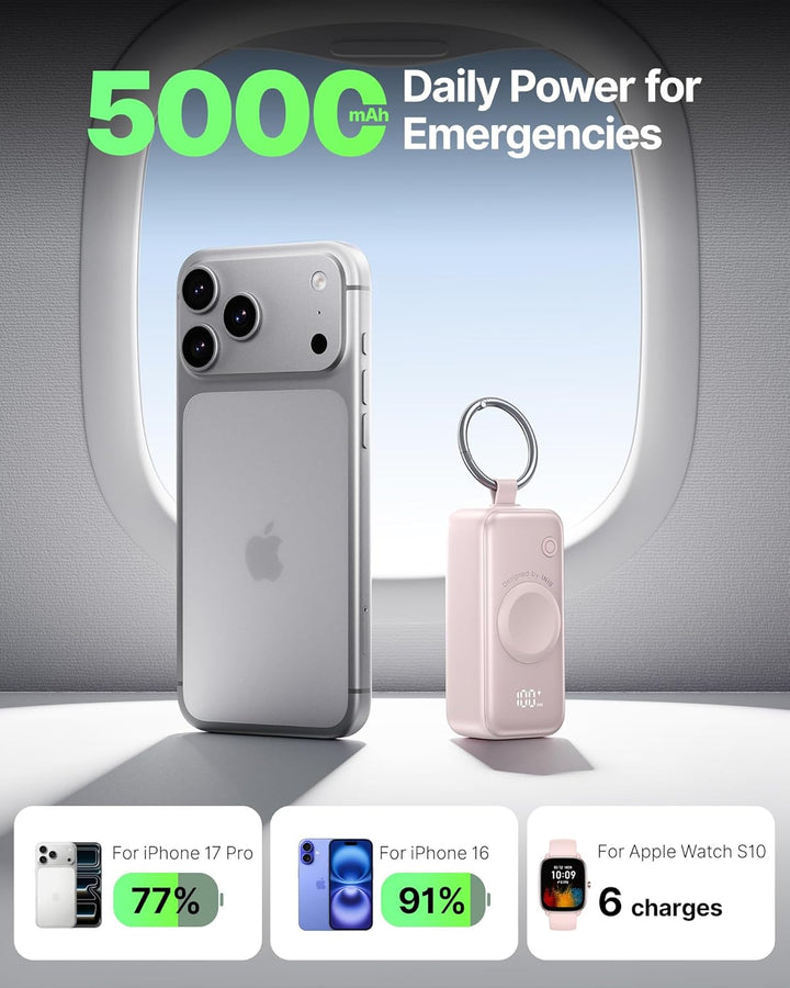 INIU Cargador portátil 3 en 1, batería externa de 5000mAh con carga...