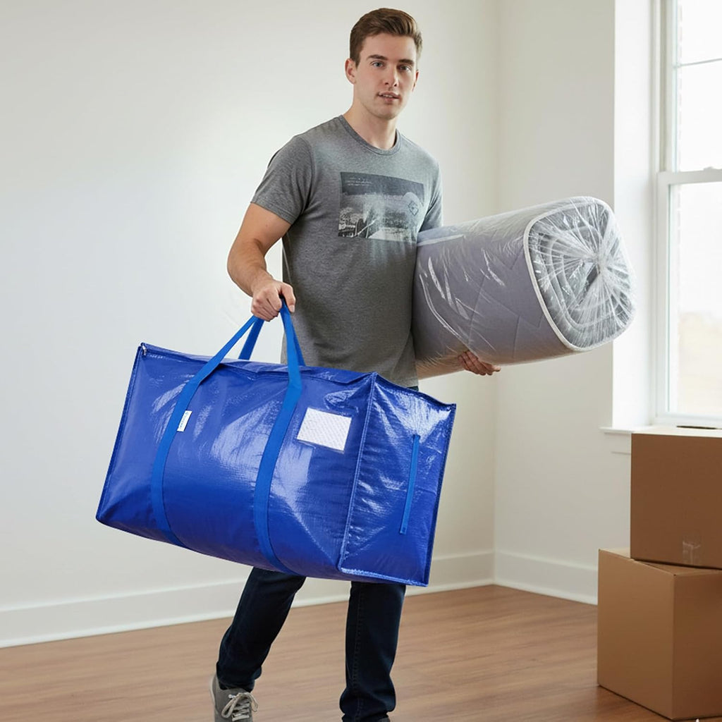TICONN Paquete de 8 bolsas de mudanza extra grandes resistentes con cremalleras y asas de transporte, bolsas de almacenamiento duraderas para organizadores de armario y almacenamiento (paquete de 8