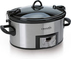 Crock-Pot Cook & Carry - Olla de cocción lenta programable de 6 cuartos de galón con temporizador digital de acero inoxidable (CPSCVC60LL-S) paquete de 1