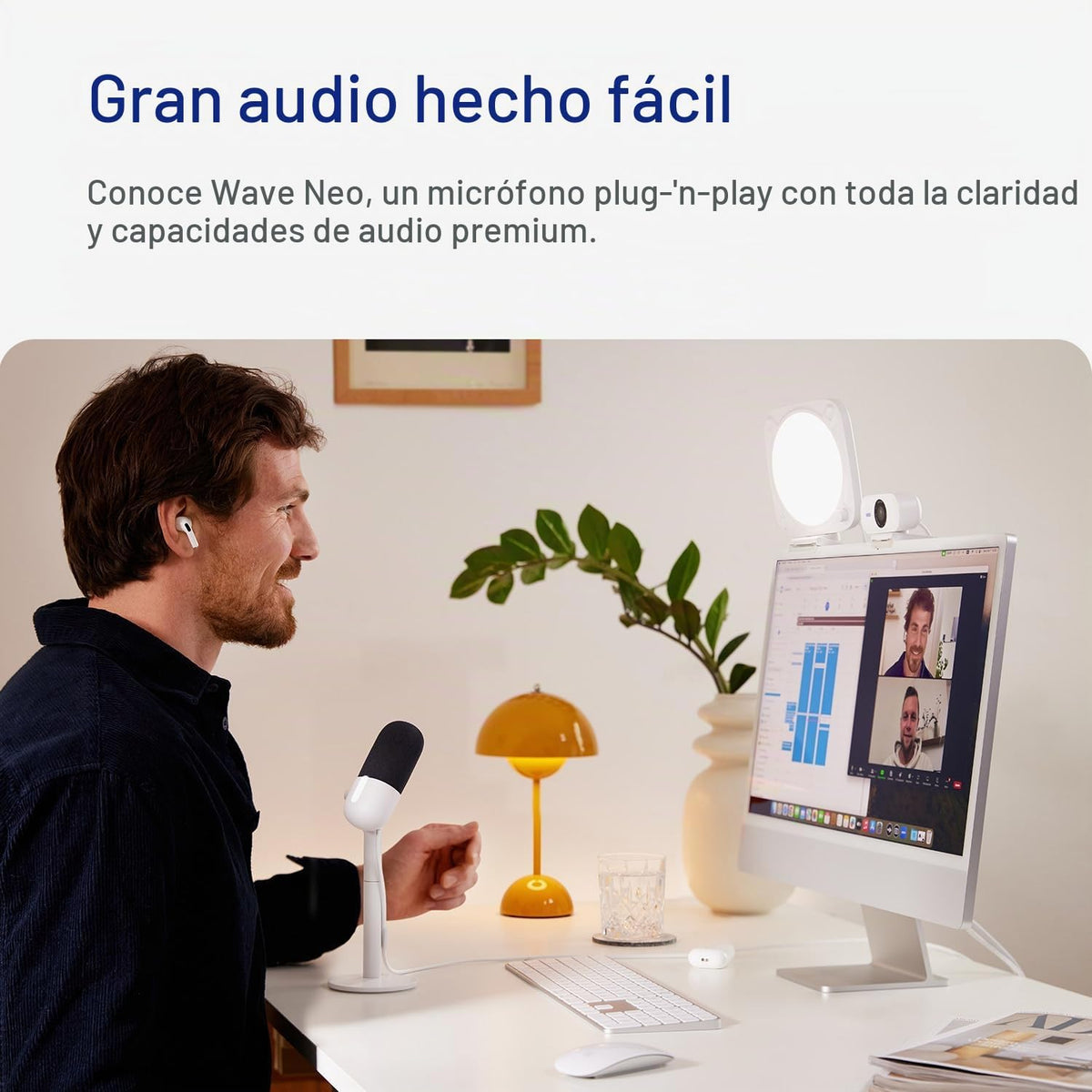 Elgato Micrófono de condensador USB Wave: Neo, toque para silenciar