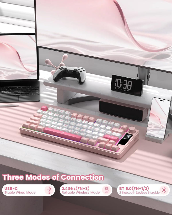 Womier DK75 75% Wireless Gaming Keyboard, RGB Backlit Creamy Keyboa...