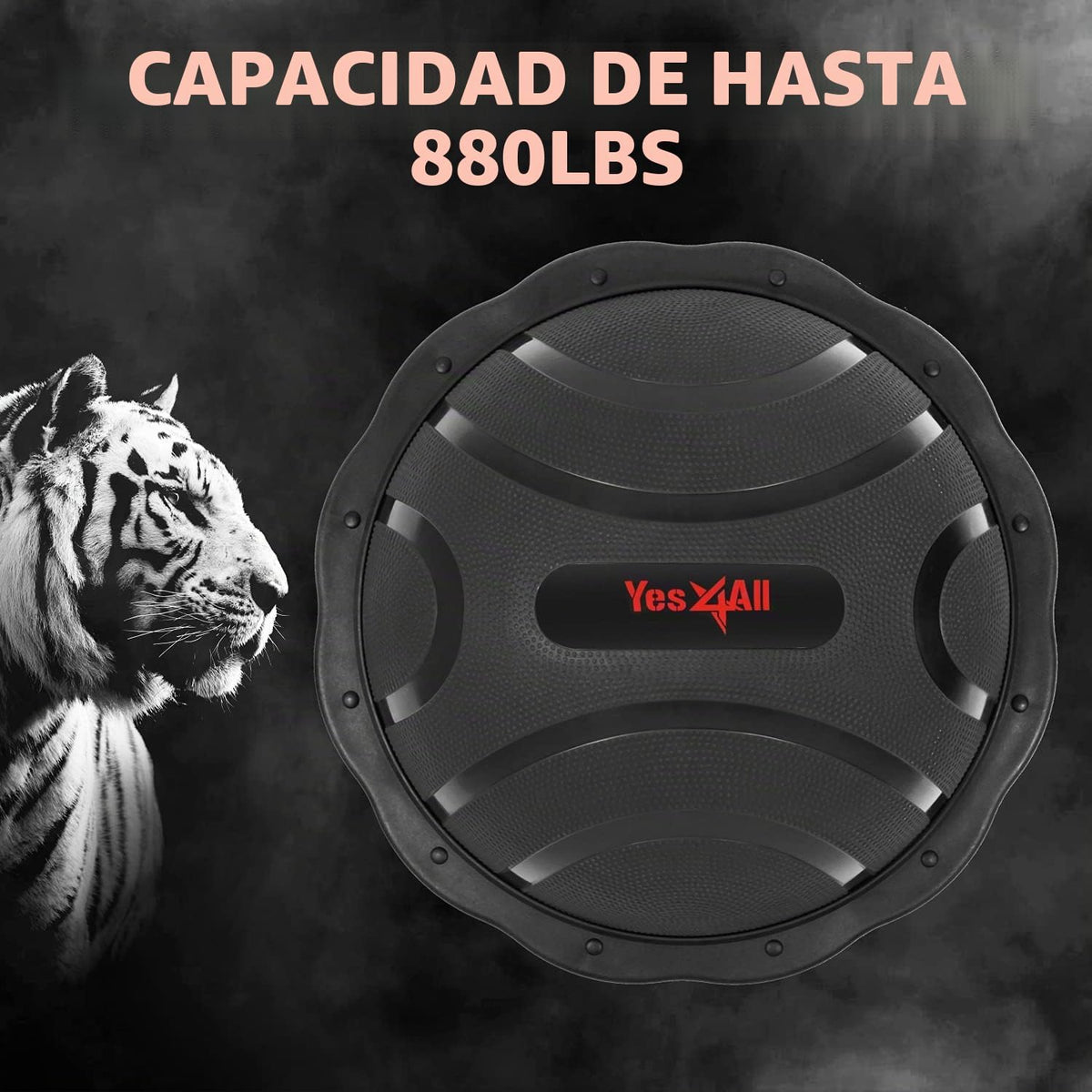 Balón entrenador Half Balance con banda de resistencia y balón de pilates (Azul/Negro)