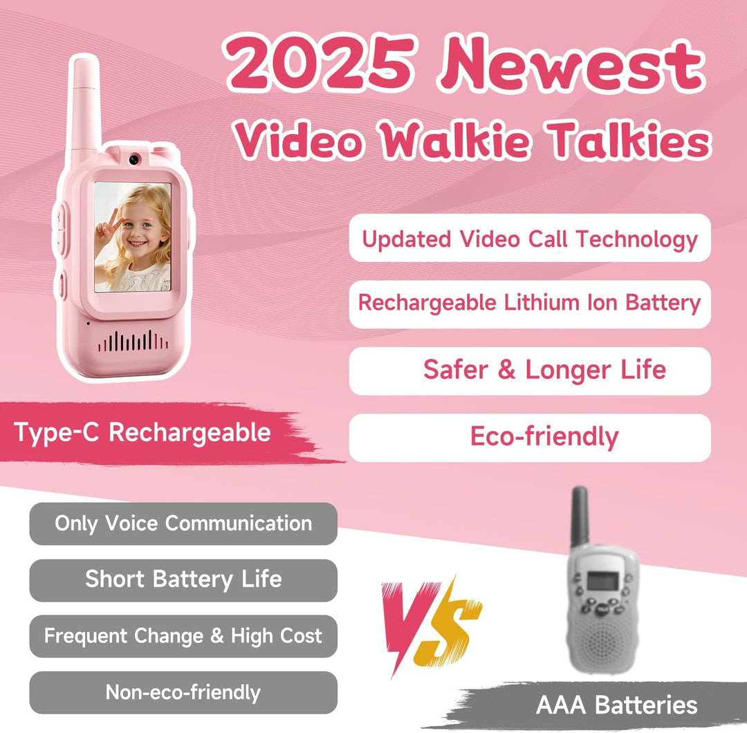 Walkie Talkies de video para niños, paquete de 2 intercomunicadores...