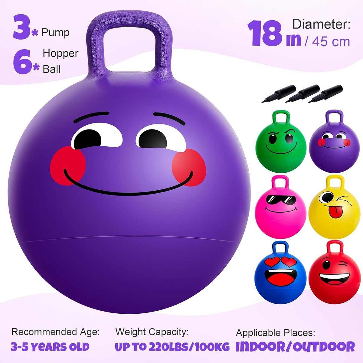 Upper Rider Paquete de 6 bolas de tolva para niños de 3 a 8 años, pelota