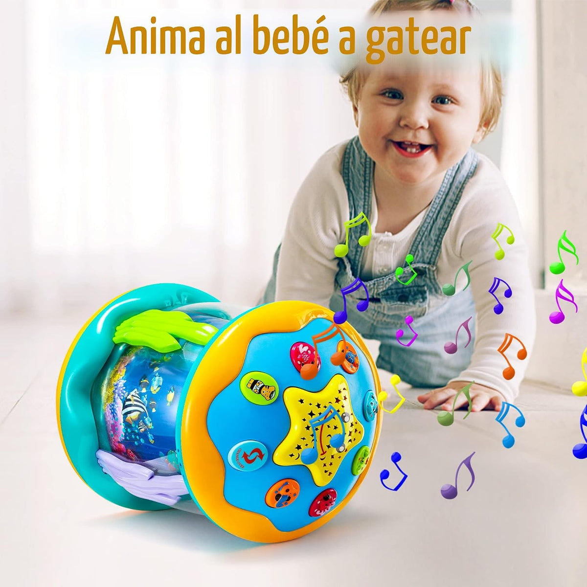 Juguetes musicales con luz para el tiempo de barriga, juguete de proyector giratorio de océano para niño y niña