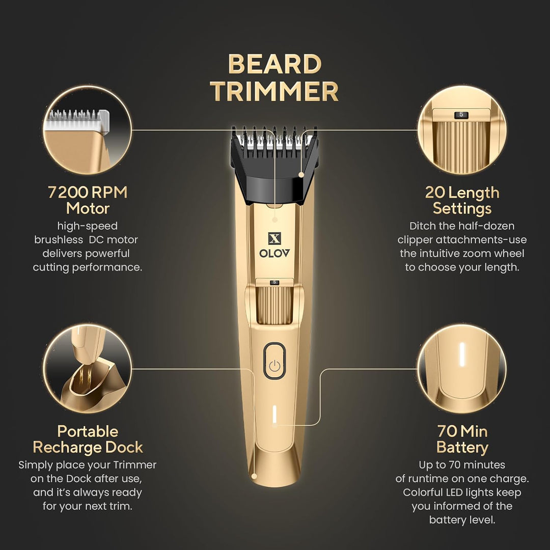 OLOV X Recortadora de barba para hombre - Recortador todo en uno co...