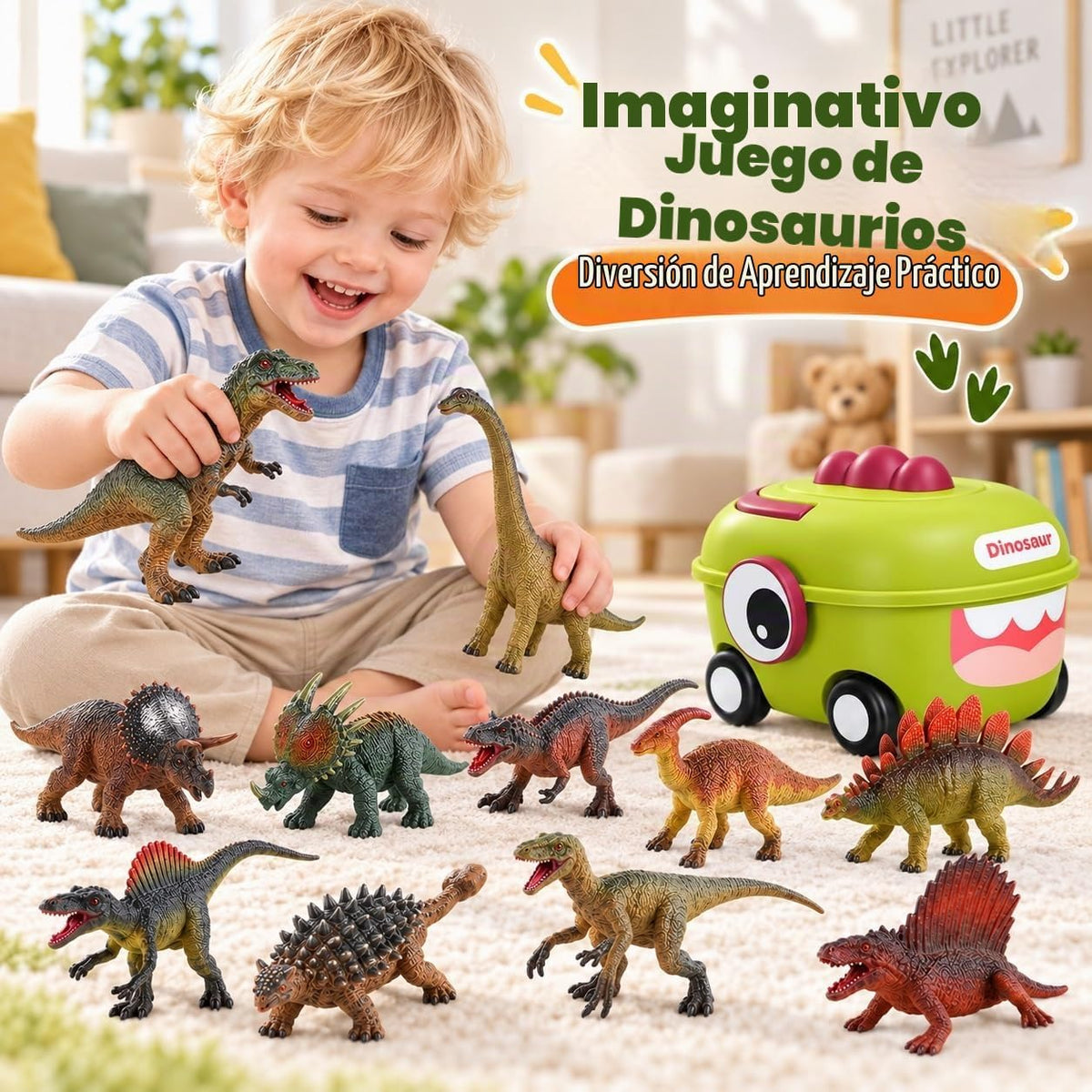 Juguetes de dinosaurio para niños, 12 figuras realistas con caja