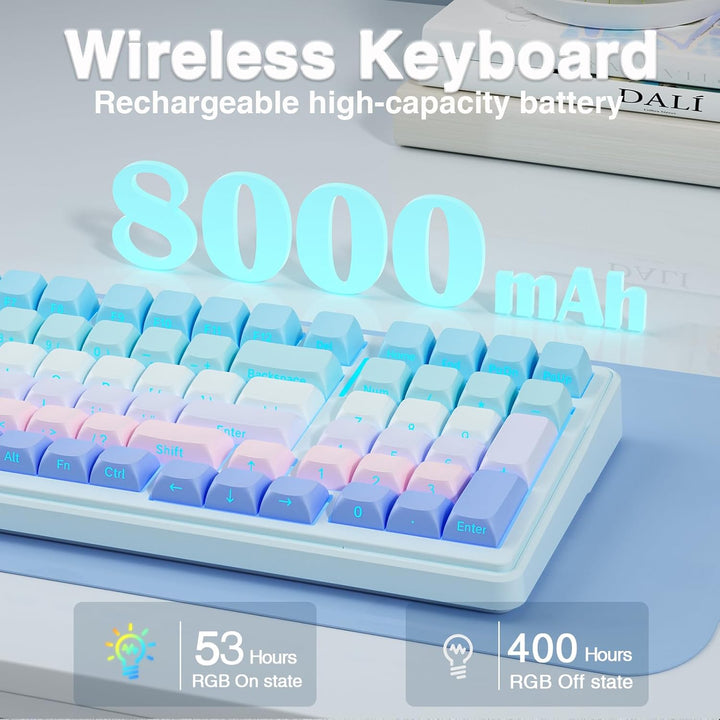 AULA Teclado mecánico inalámbrico F99, triple modo (BT5.0\/2.4GHz\/...