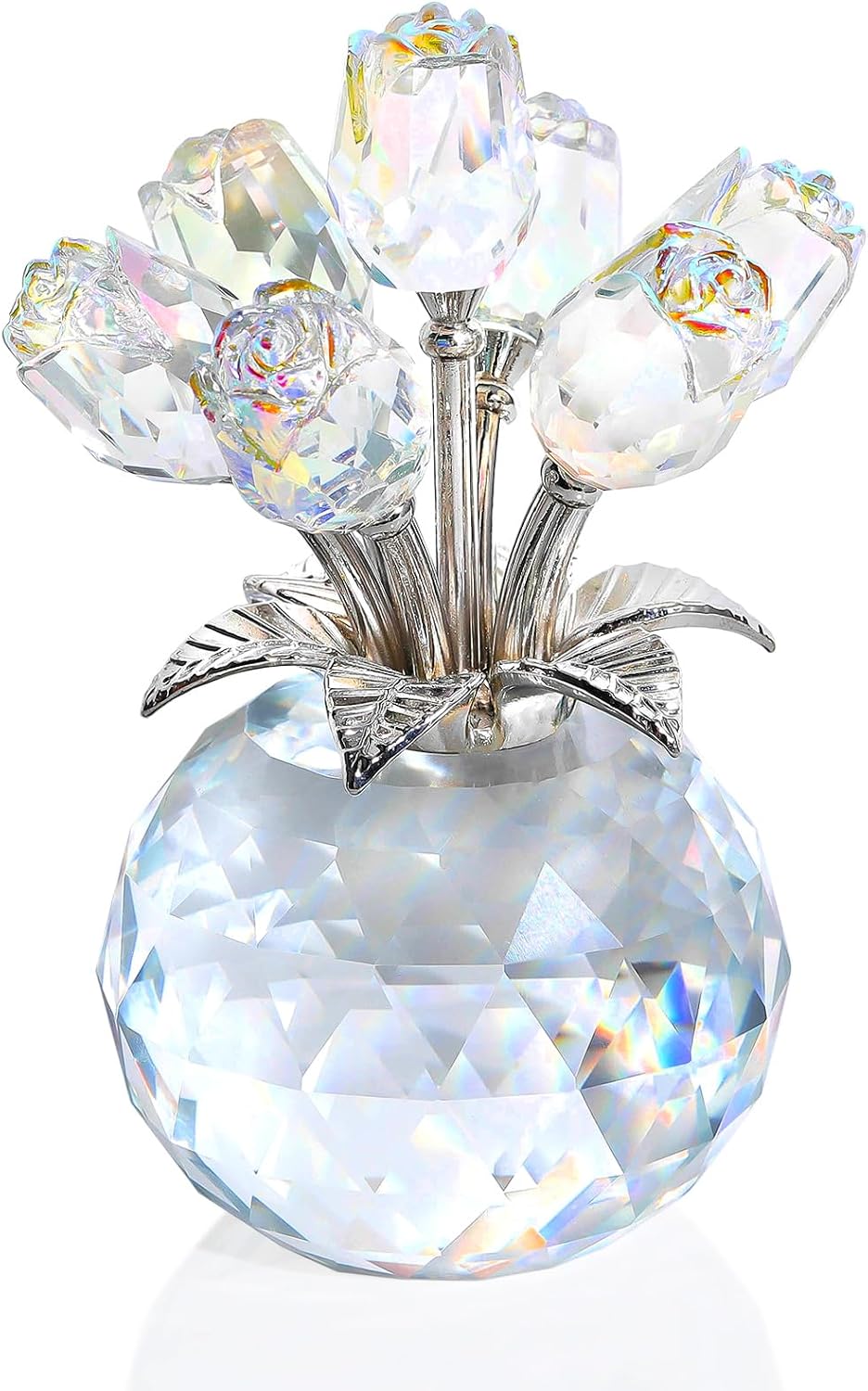 Crystal AB-Color Rose Bouquet Flor, Figura de flor de cristal