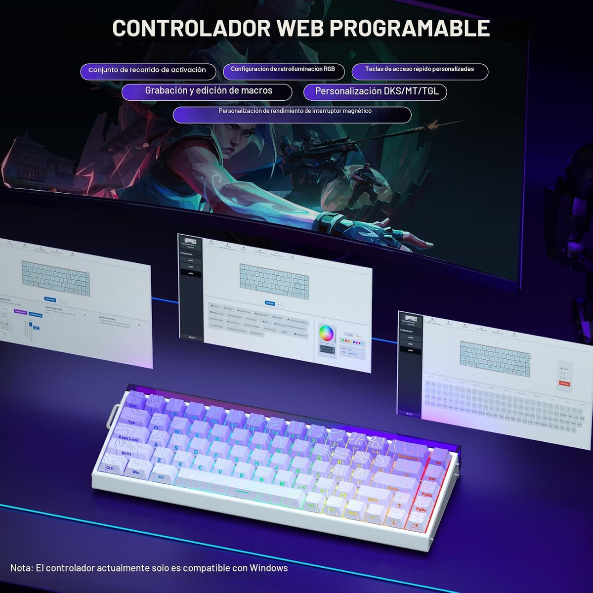 AULA Hero 68 HE Teclado para Juegos 60% con Cable, Teclado con Inte...