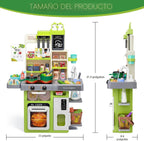 Juego de cocina para niños, juego de cocina para niños pequeños con sonido y luz, estufa de cocina con vapor, fregadero de juegos, juguete de comida y accesorios de cocina, juguete de cocina para niños y niñas (31.5 x 22 x 8.6 pulgadas)