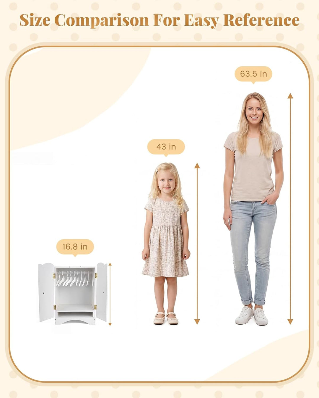 Armario de madera para muñecas de bebé con 10 perchas y estante, ar...