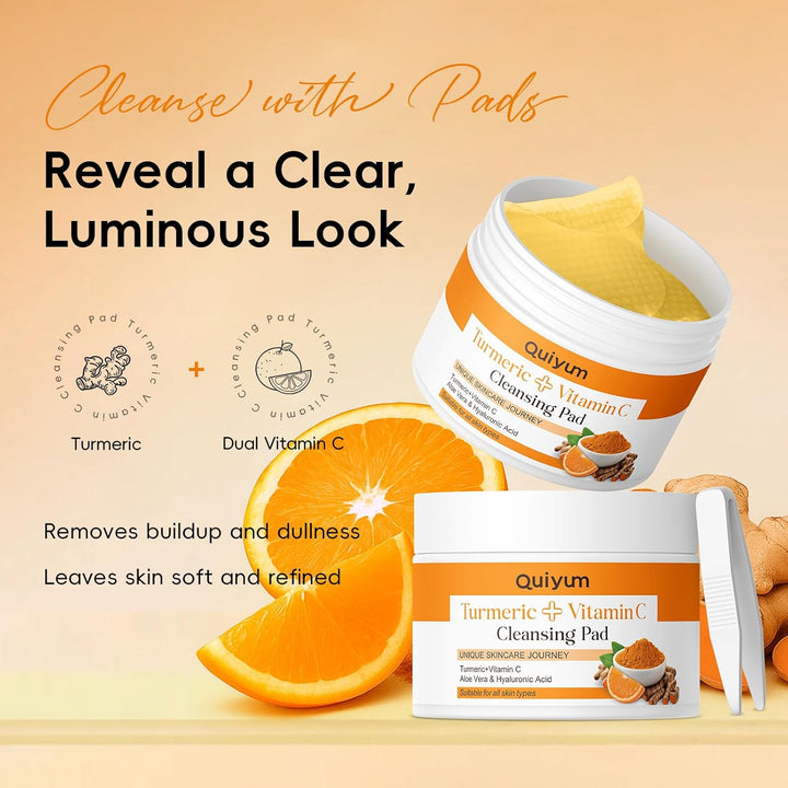 QUIYUM Juego de cuidado facial de cúrcuma + vitamina C, kit de limp...
