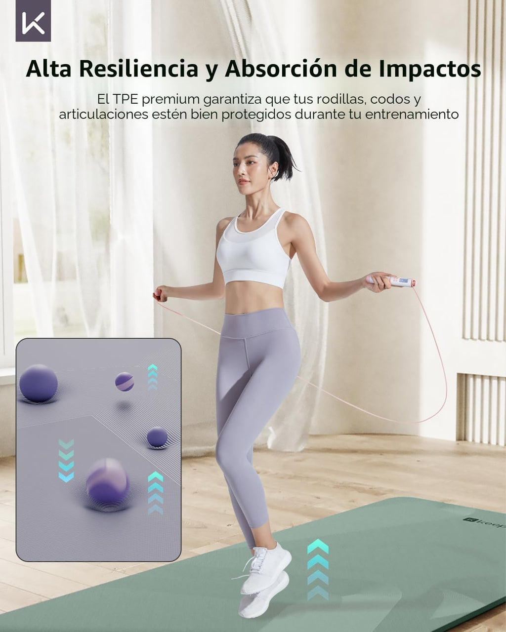 KEEP Tapete de yoga, 32 pulgadas, extra ancho, para hombres y mujeres, 0.276 in de grosor, doble cara, antideslizante, ecológico, tapete de yoga para pilates, entrenamiento y fitness