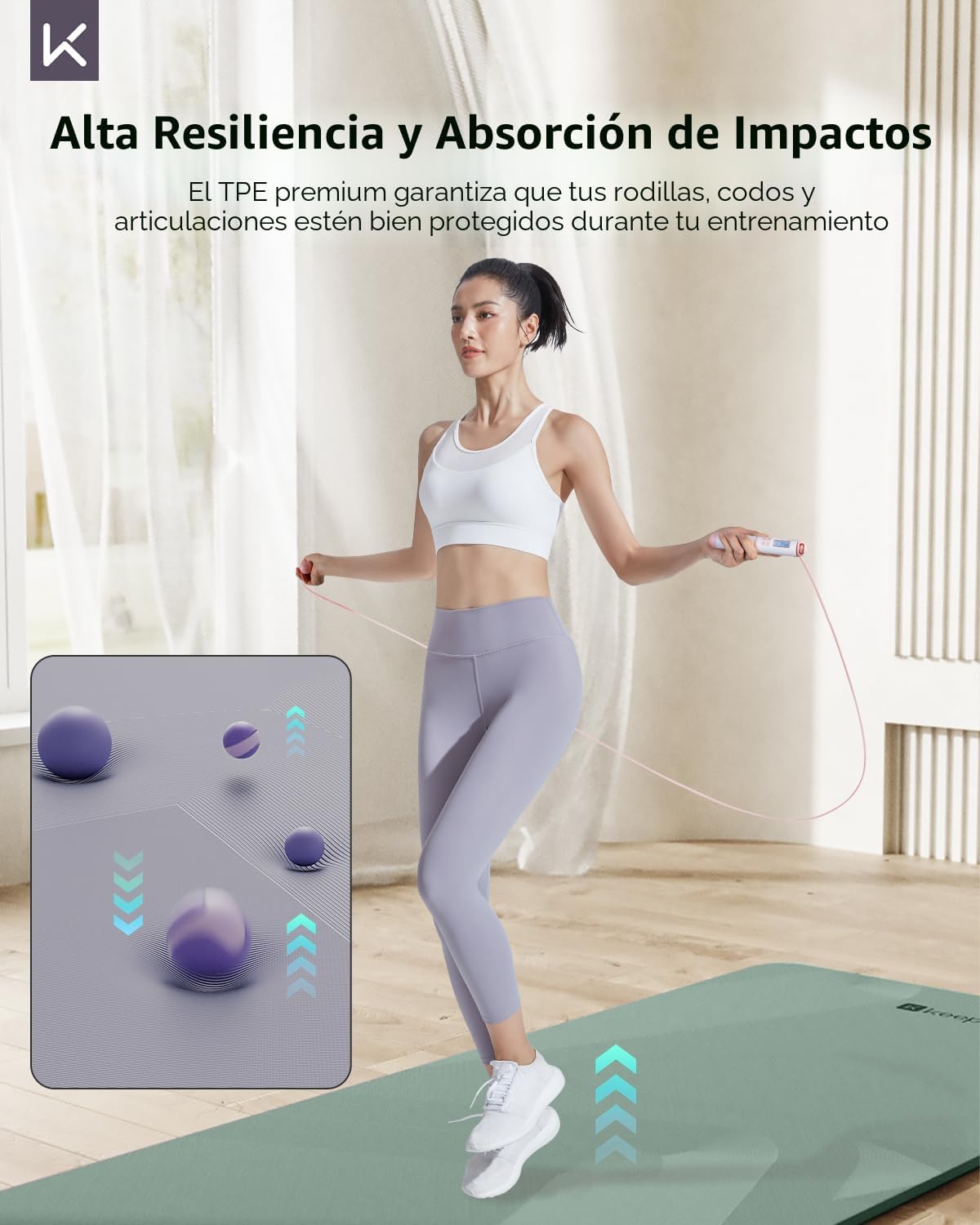 KEEP Tapete de yoga, 32 pulgadas, extra ancho, para hombres y mujeres, 0.276 in de grosor, doble cara, antideslizante, ecológico, tapete de yoga para pilates, entrenamiento y fitness