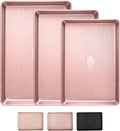 Sakerplus Juego de 3 bandejas antiadherentes para hornear, bandejas de galletas resistentes para horno con patrón de textura de diamante, moldes de 0.031 in de grosor cuarto/mitad/gelatina