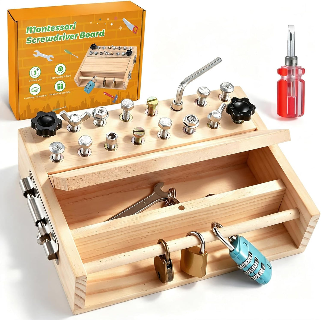 WoodTrove Montessori - Juego de tablero de destornillador, juguetes...