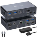 Conmutador KVM 2 monitores 2 computadoras, estación de acoplamiento KVM USB-C para 2 portátiles, monitor dual HDMI KVM con Thunderbolt 4 y EDID, 4K @60Hz/2K a 120Hz, 100W PD, 10Gbps USB