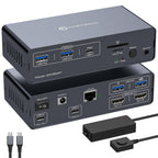 Conmutador KVM 2 monitores 2 computadoras, estación de acoplamiento KVM USB-C para 2 portátiles, monitor dual HDMI KVM con Thunderbolt 4 y EDID, 4K @60Hz/2K a 120Hz, 100W PD, 10Gbps USB