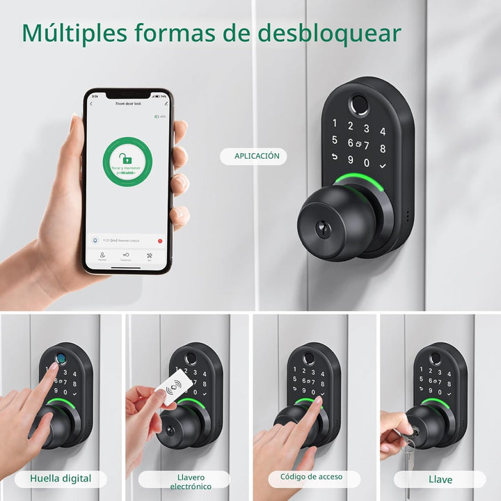Yamiry - Cerradura de puerta inteligente con teclado con perilla, c...