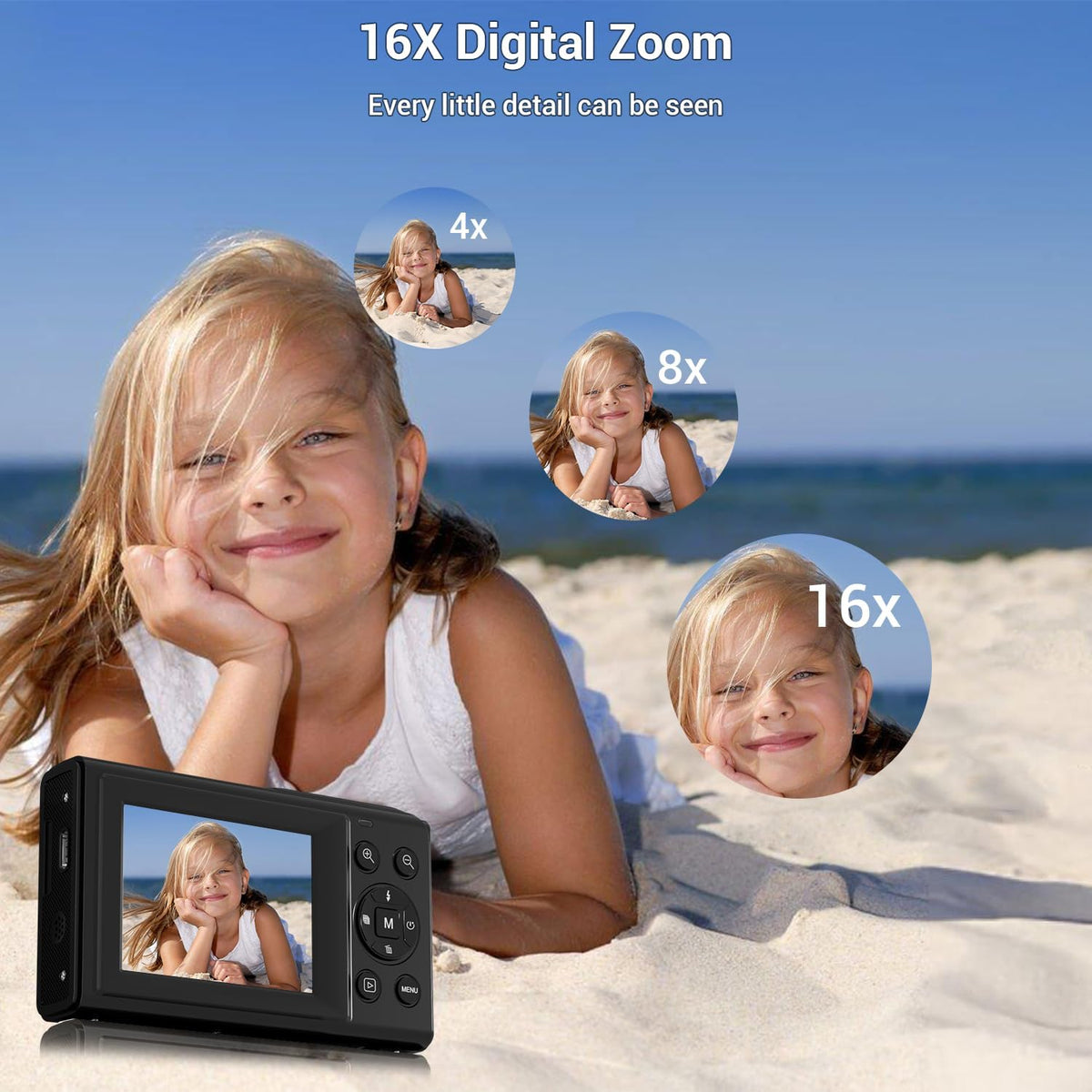 Cámara digital, cámara de enfoque automático de 4K 44MP con punto y...